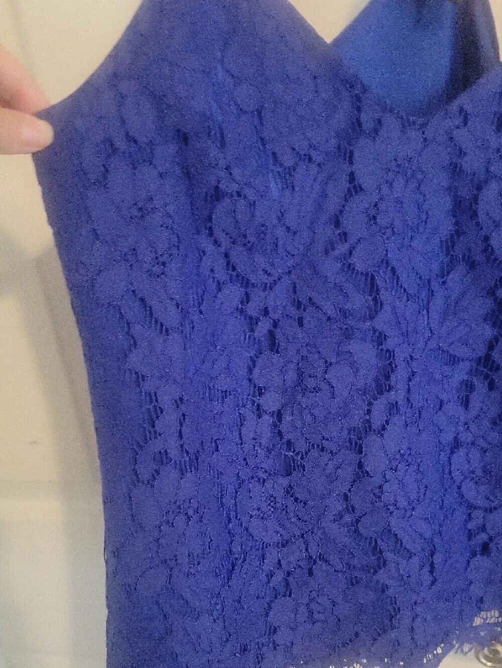 J. Crew Sz2 Cobalt Lace Overlay lined Camisole with Racerback cord strap